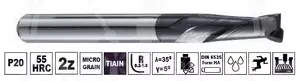 Фреза ц/х ø12x75/36мм Z-2(0.5R) P20 TiALN 55HRC S=12 H-Tools