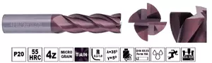 Фреза ц/х ø10x100/50мм Z-4(R0.5) P20 TiALN 55HRC S=10 H-Tools