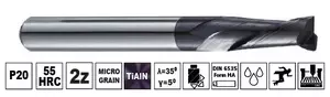 Фреза ц/х ø12x150/60мм Z-2 P20 TiALN 55HRC S=12 H-Tools